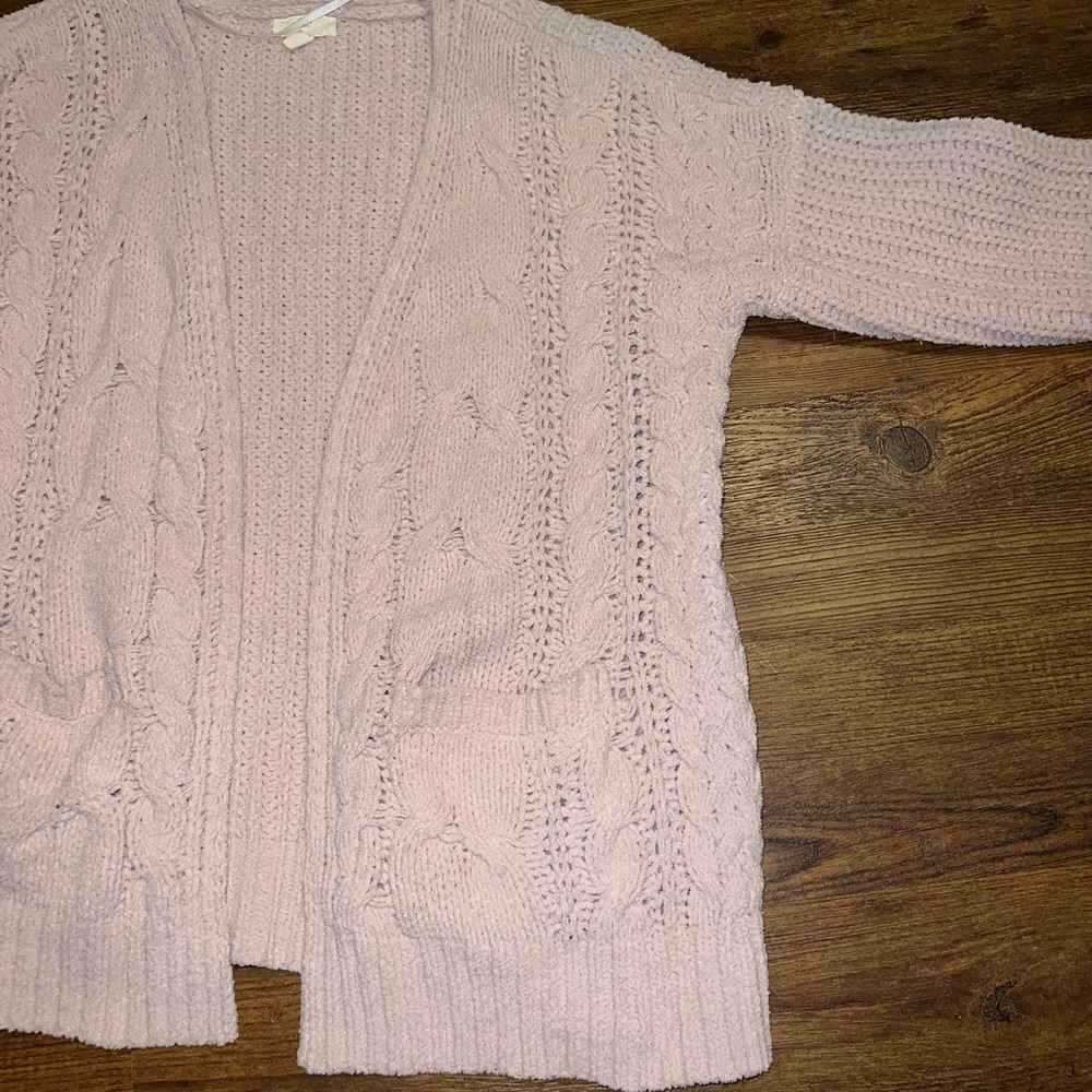 Cupio Blush Pink Open Front Chunky Knit Long Sleeve Cardigan Size M - Picture 8 of 12